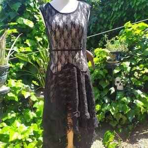 Stretchy Lace Overdress, High-Low Skirt